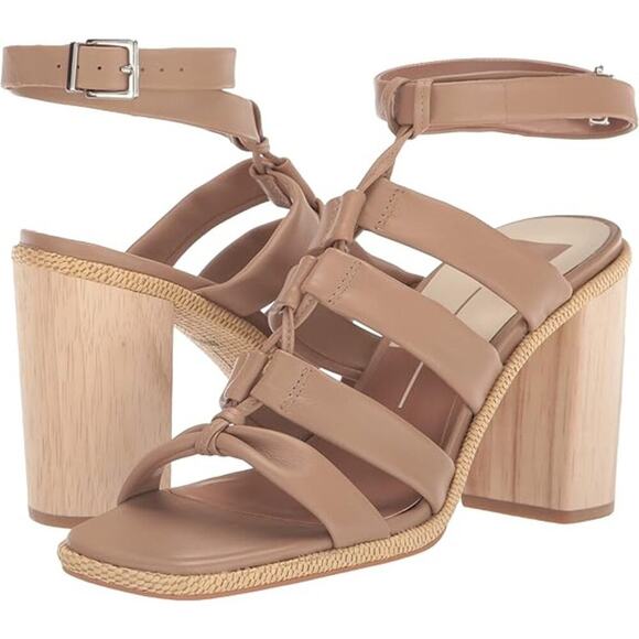 NEW Dolce Vita Women's 6 Olema Cafe Leather Sandals Square Toe Ankle Strap Shoes - Picture 1 of 10